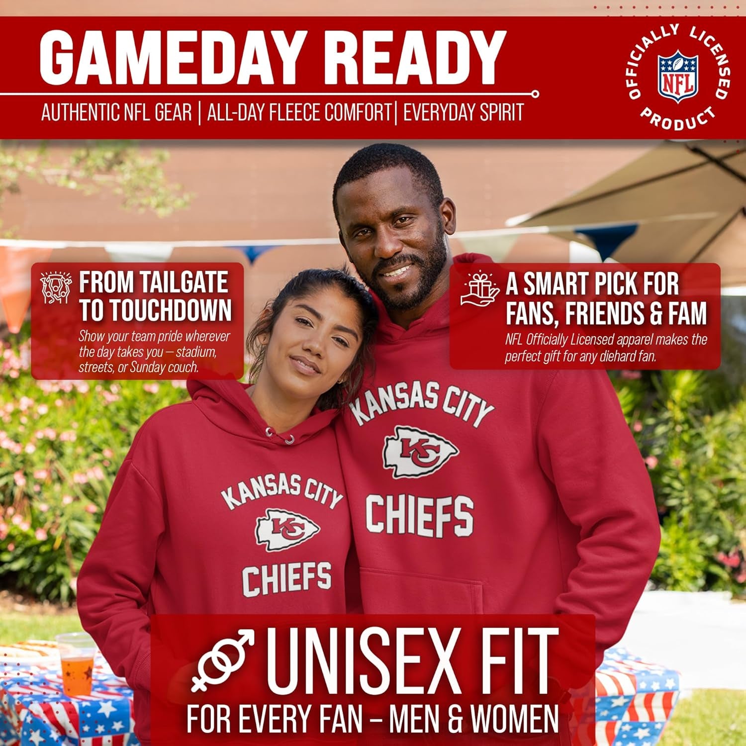 NFL Adult Gameday Hooded Sweatshirt - Poly Fleece Cotton Blend - Stay Warm and Represent Your Team in Style