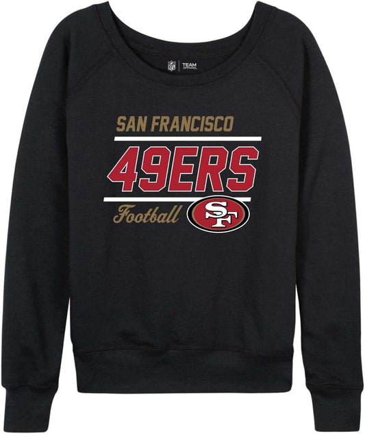 NFL Womens Crew Neck Light Weight, Gameday Apparel, Slouchy Fit Raglan Crewneck Pullover for Women