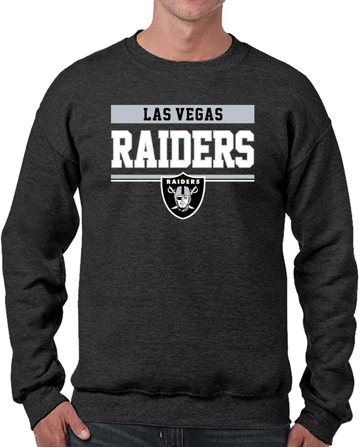 NFL Adult Long Sleeve Team Block Charcoal Crewneck Sweatshirt - Stay Warm & Represent Your Team with Style