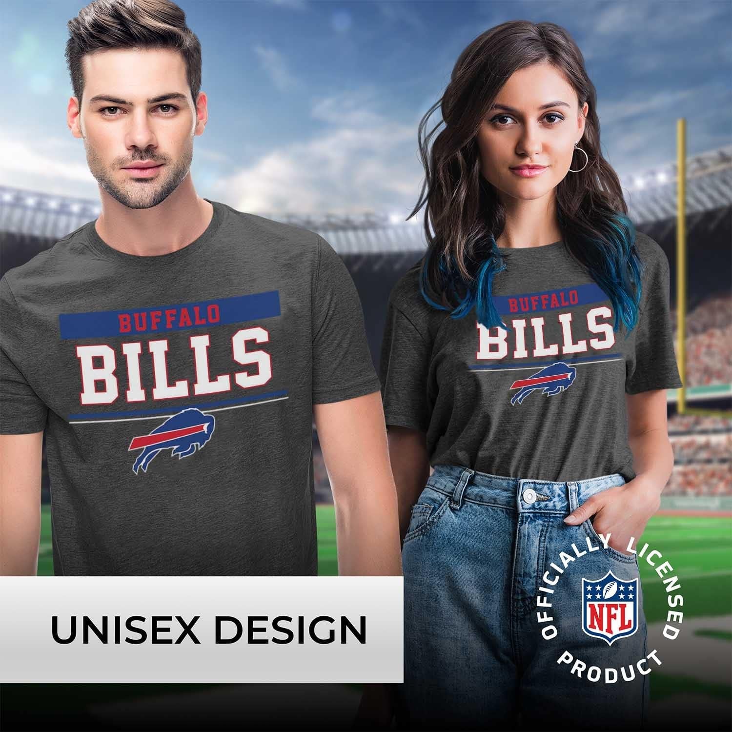 NFL Adult Team Block Tagless T-Shirt - Cotton Blend - Charcoal - Perfect for Game Day - Comfort and Style