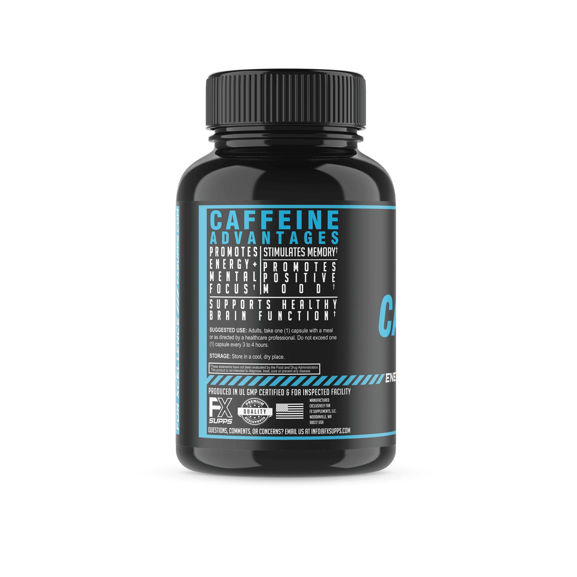 FX Supps Caffeine Pills for Energy, Focus, and Mental Clarity, 200Mg per Serving, 200 Capsules