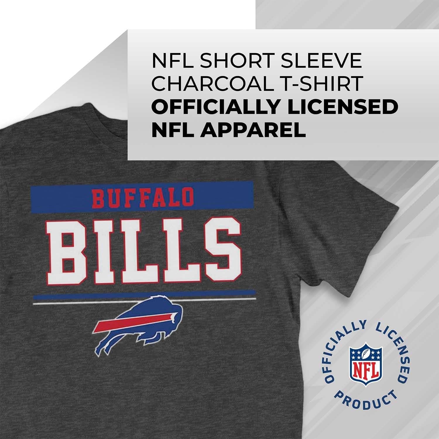 NFL Adult Team Block Tagless T-Shirt - Cotton Blend - Charcoal - Perfect for Game Day - Comfort and Style