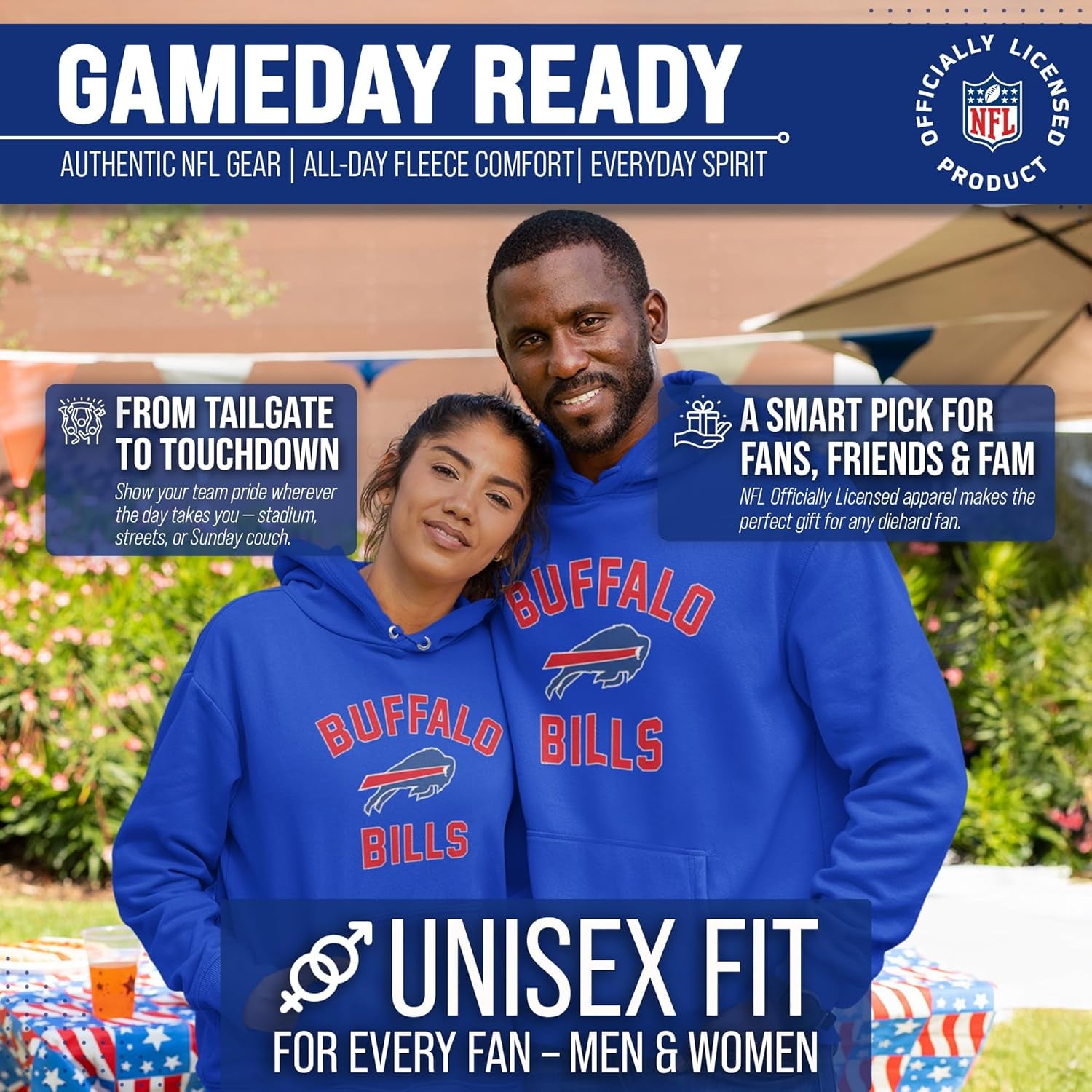 NFL Adult Gameday Hooded Sweatshirt - Poly Fleece Cotton Blend - Stay Warm and Represent Your Team in Style