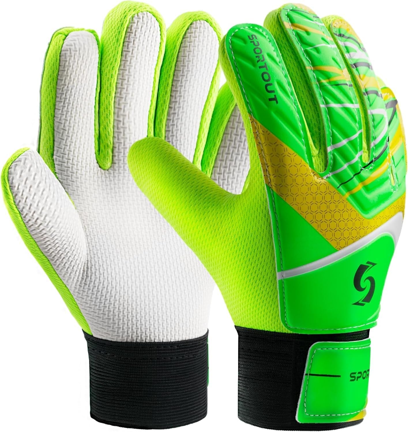 Kids Goalkeeper Gloves, Soccer Gloves with Double Wrist Protection and Non-Slip Wear Resistant Latex Material to Give Protection to Prevent Injuries