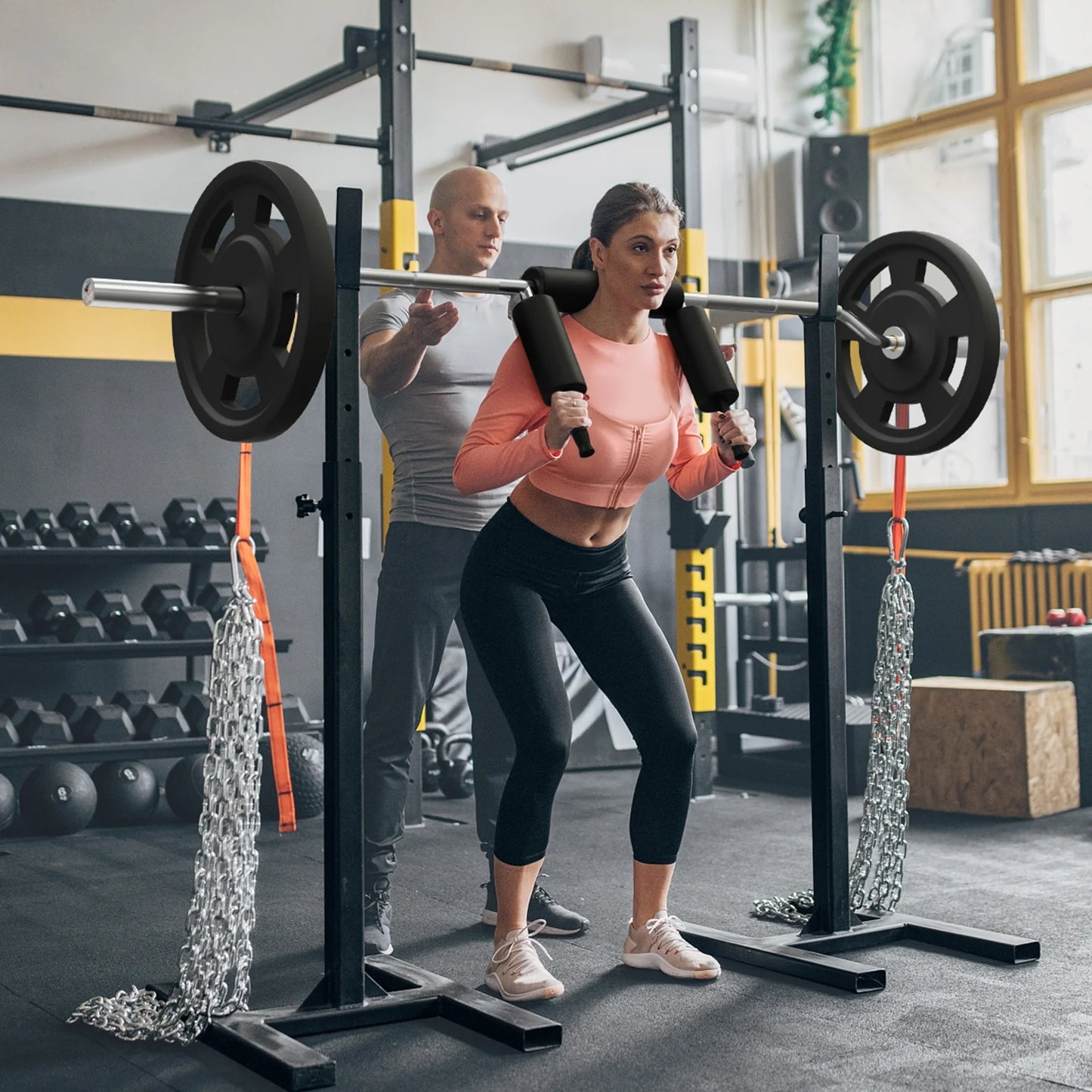 Safety Squat Bar Fitness Squat Bar Attachment 700LB Weight Lifting
