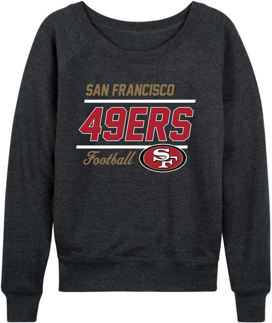 NFL Womens Crew Neck Light Weight, Gameday Apparel, Slouchy Fit Raglan Crewneck Pullover for Women
