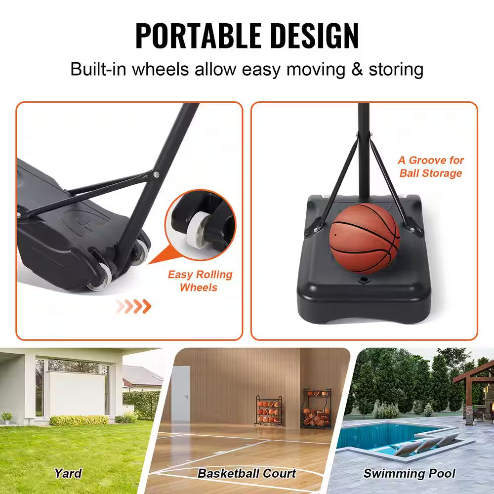 Basketball Hoop and Goal 5 to 7 Ft. Adjustable Height Portable Backboard System 32 In. Kids and Adults Basketball Set