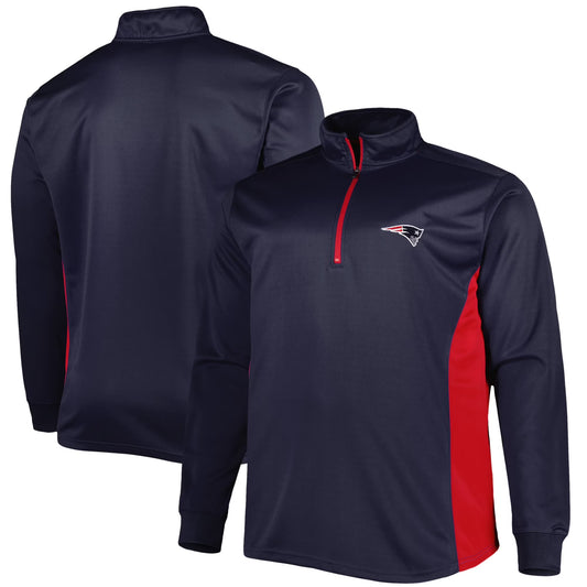 Men'S Navy New England Patriots Big & Tall Quarter-Zip Top