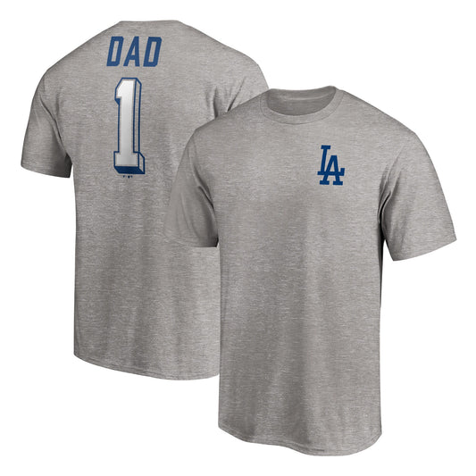 Men'S Heather Gray Los Angeles Dodgers Number One Dad T-Shirt