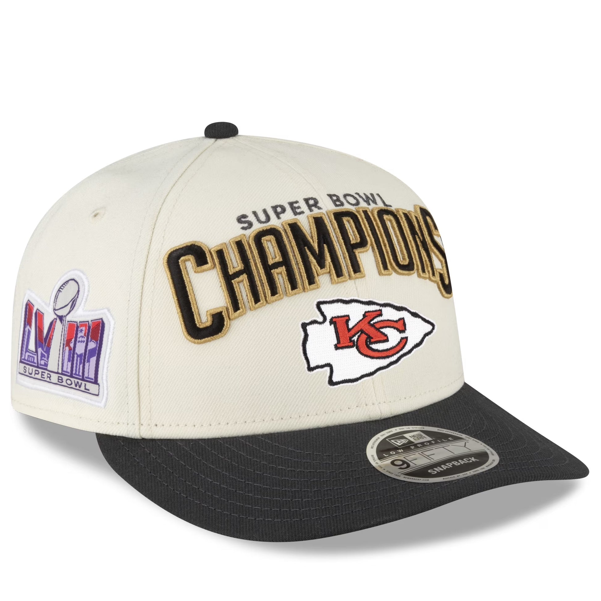 Men'S  Cream/Black Kansas City Chiefs Super Bowl LVIII Champions Locker Room Low Profile 9FIFTY Adjustable Hat
