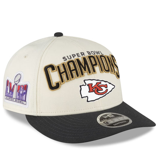 Men'S  Cream/Black Kansas City Chiefs Super Bowl LVIII Champions Locker Room Low Profile 9FIFTY Adjustable Hat