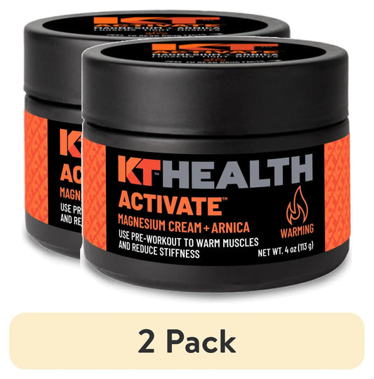 (2 Pack)  KT Health Activate Warming Magnesium Cream, Pre-Workout Anti-Stiff Muscle Rub, White, 1 Ea