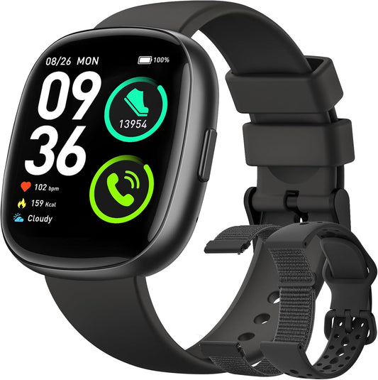 Smart Watches for Men Women Fitness: Fitness Tracker with Blutooth Call 24/7 Heart Rate Spo2 Sleep Monitor 5ATM Waterproof 120+ Sport Mode Activity Trackers Compatible Iphone Android Phones (3 Bands)