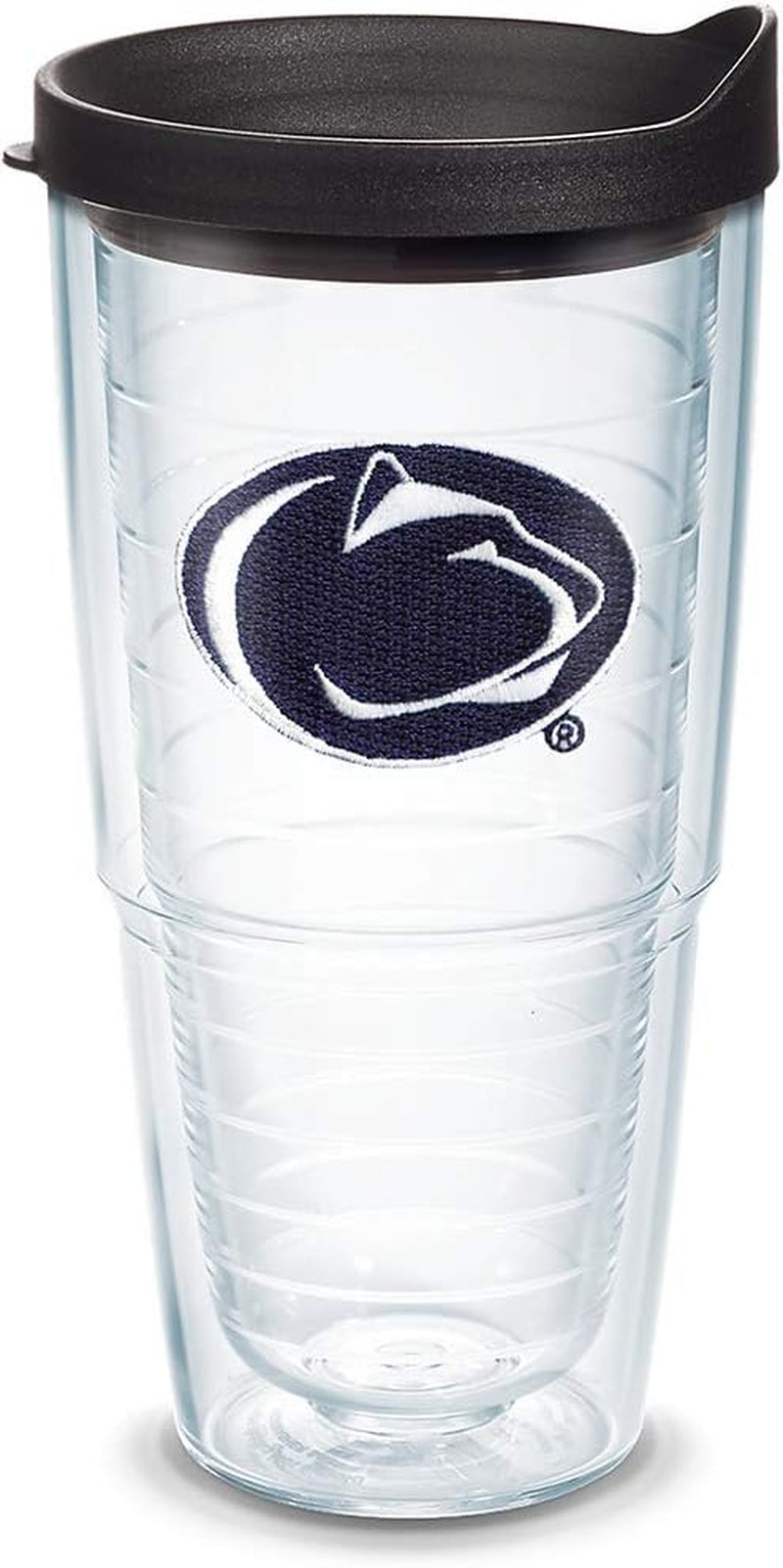 Made in USA Double Walled Penn State University Nittany Lions Insulated Tumbler Cup Keeps Drinks Cold & Hot, 24Oz - Black Lid, Primary Logo