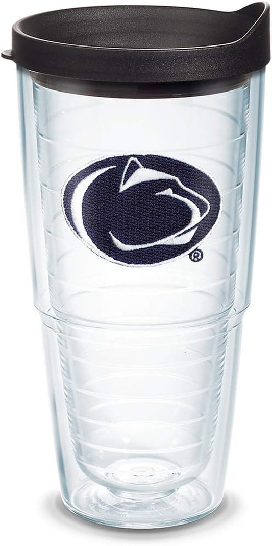 Made in USA Double Walled Penn State University Nittany Lions Insulated Tumbler Cup Keeps Drinks Cold & Hot, 24Oz - Black Lid, Primary Logo