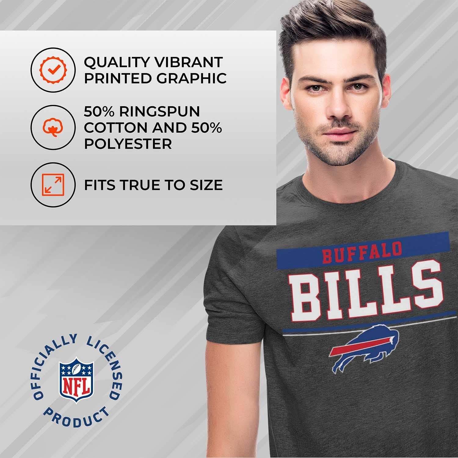 NFL Adult Team Block Tagless T-Shirt - Cotton Blend - Charcoal - Perfect for Game Day - Comfort and Style
