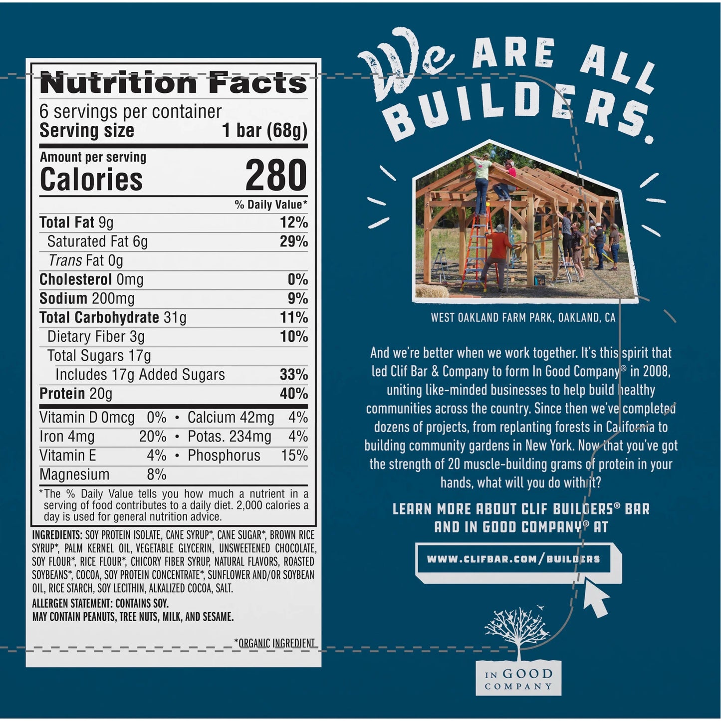 (3 Pack) CLIF BUILDERS Protein Bars Chocolate Mint Flavor, Plant Protein, Gluten Free Bars, 6Ct