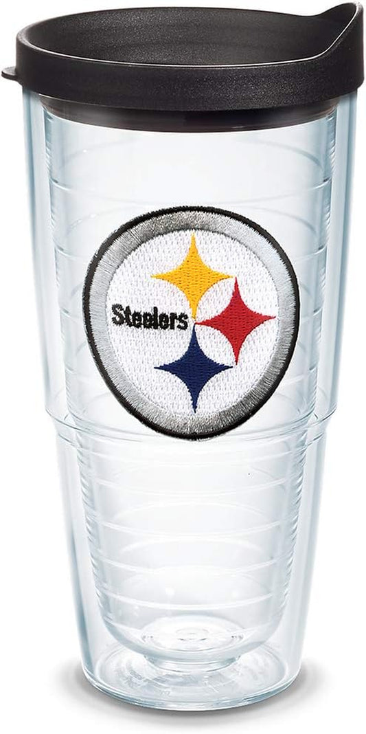Made in USA Double Walled NFL® Pittsburgh Steelers Insulated Tumbler Cup Keeps Drinks Cold & Hot, 24Oz, Primary Logo