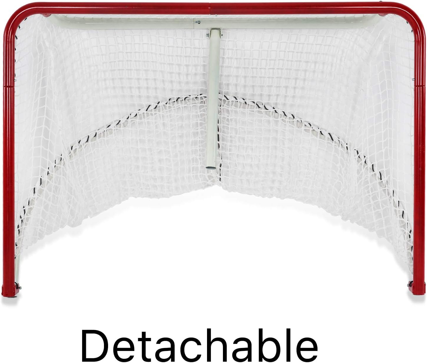 Foldable Hockey Goal，6' X 4' Steel Hockey Net Professional Street Hockey Shooting Targets with Red Frame and White Netting (Round)