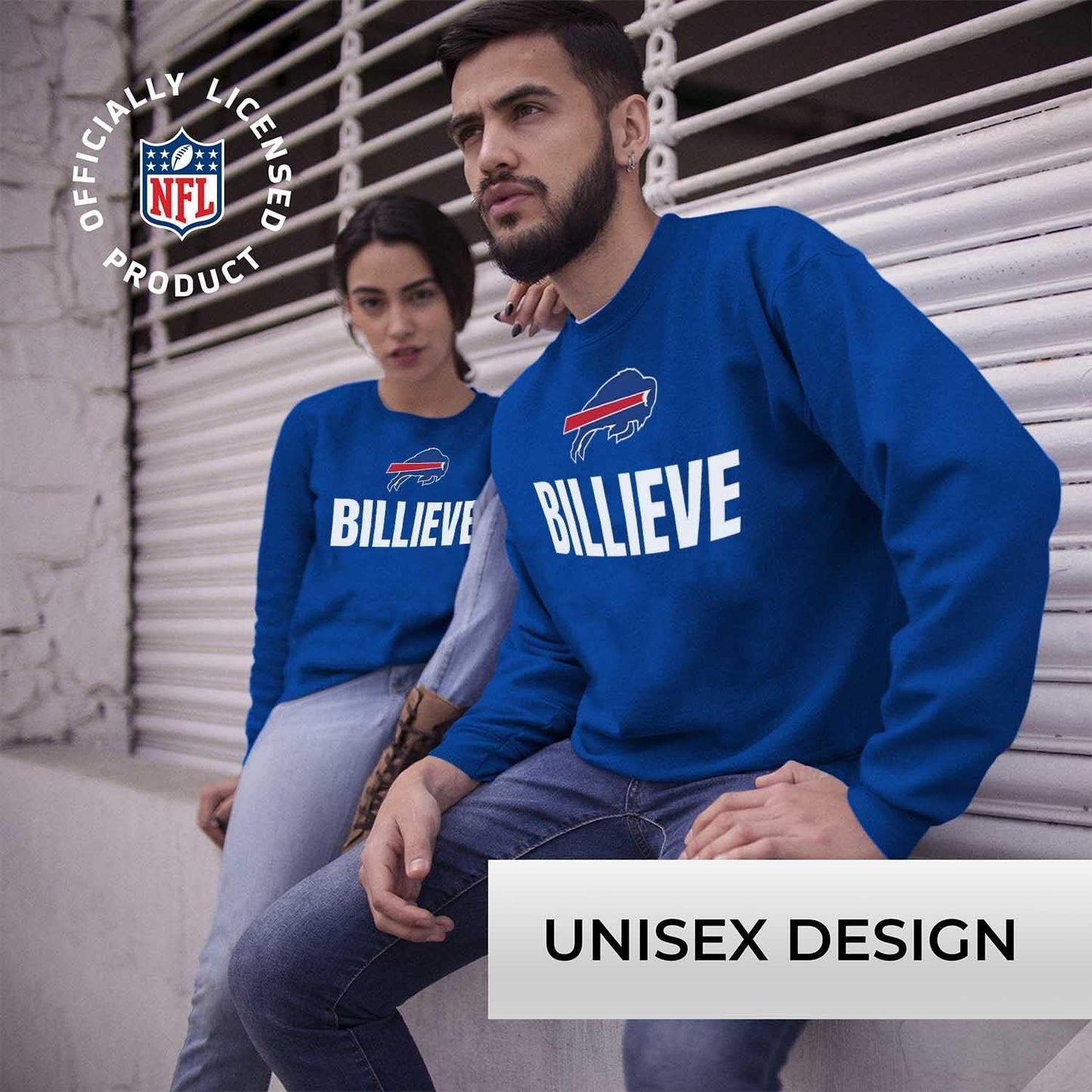 NFL Adult Slogan Crewneck Sweatshirt - Cotton-Poly Fleece - Stay Warm & Represent Your Team in Style