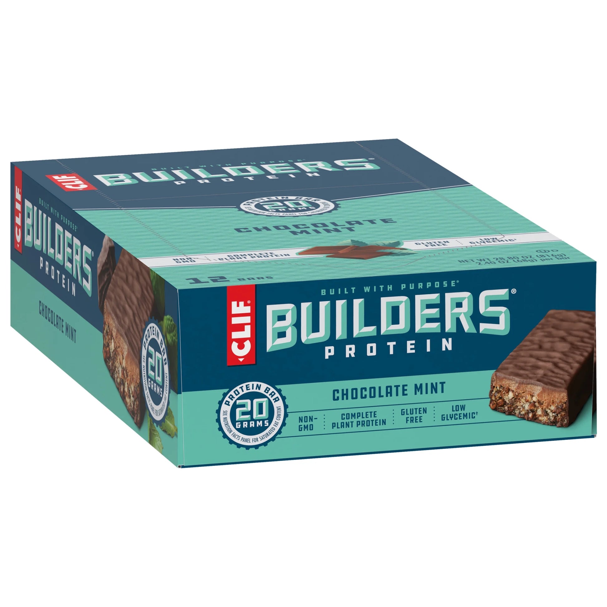 CLIF  Protein Bars Chocolate Mint Flavor, Plant Protein, Gluten Free Bars, 12Ct