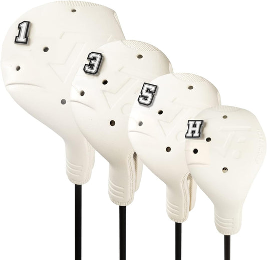 Golf Head Covers, EVA Plastic Golf Club Covers for Driver Fairway Woods Hybrid, Driver Headcover with Pins, Fit All Right-Handed Golf Clubs, Easy on Off, Washable