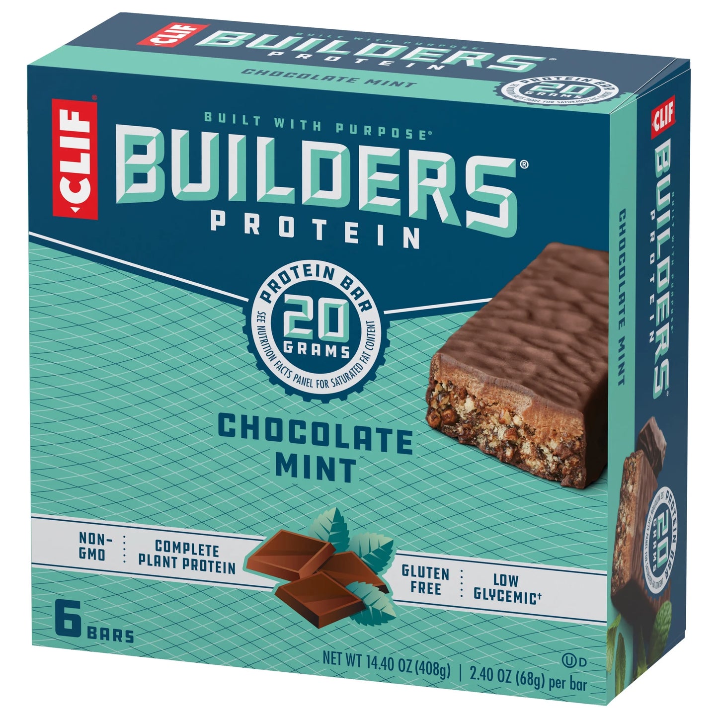 (3 Pack) CLIF BUILDERS Protein Bars Chocolate Mint Flavor, Plant Protein, Gluten Free Bars, 6Ct