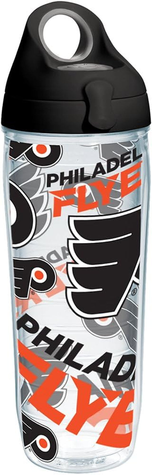 Made in USA Double Walled NHL Philadelphia Flyers Insulated Tumbler Cup Keeps Drinks Cold & Hot, 24Oz Water Bottle, All Over