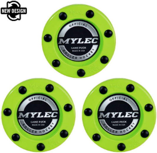 PVC Graphite Reinforced Hockey Pucks - Pack of 3 with Nylon Glides, Ideal for Street Hockey Training