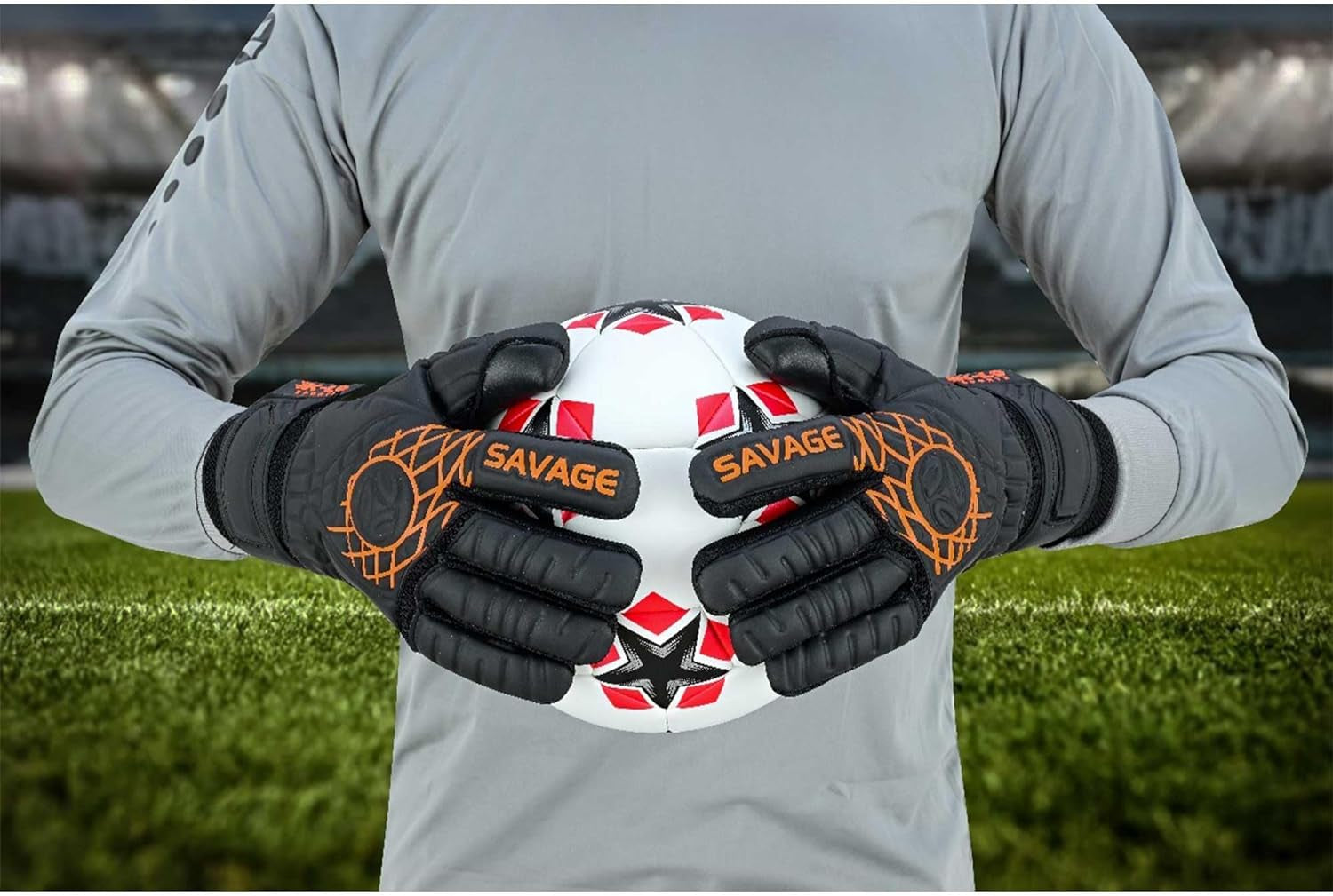 K-LO Goalkeeper Gloves: Savage Blackout Soccer Goalie Gloves - (Unisex, Youth, Kids & Adult) - Fingersaves for Protection | Strong Grip Palm | Sizes 4-11
