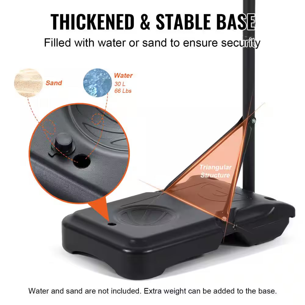 Basketball Hoop and Goal 5 to 7 Ft. Adjustable Height Portable Backboard System 32 In. Kids and Adults Basketball Set