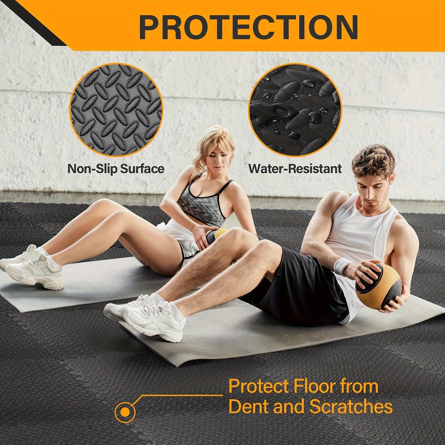 Interlocking Exercise Mat Black Set (48pcs)-1