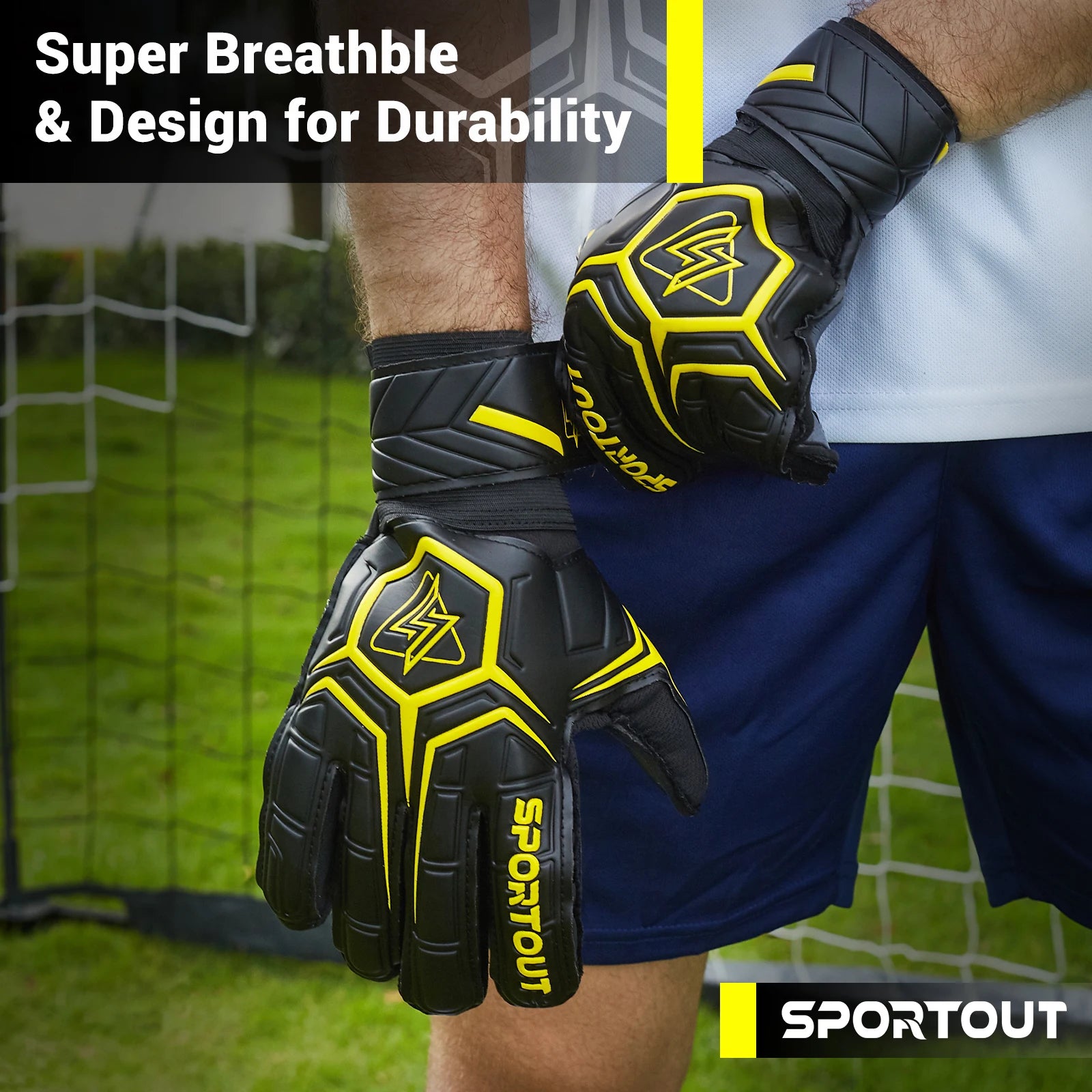 Goalie Gloves, Goalkeeper Gloves with Fingersave, Soccer Gloves, Breathable Soccer Goalie Gloves, 4Mm Latex, for Kids