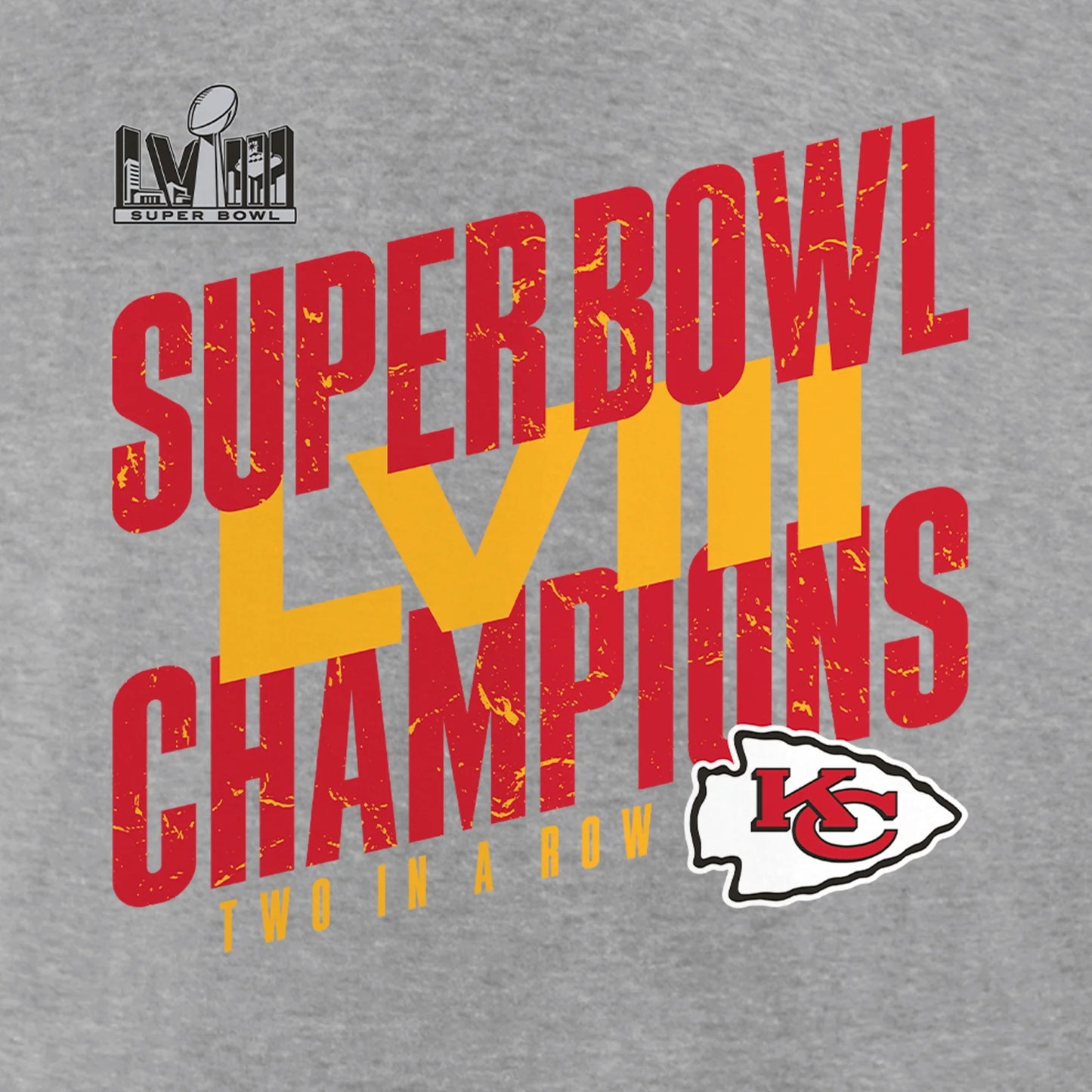 Men'S  Heather Gray Kansas City Chiefs Super Bowl LVIII Champions Iconic Victory Crewneck Pullover