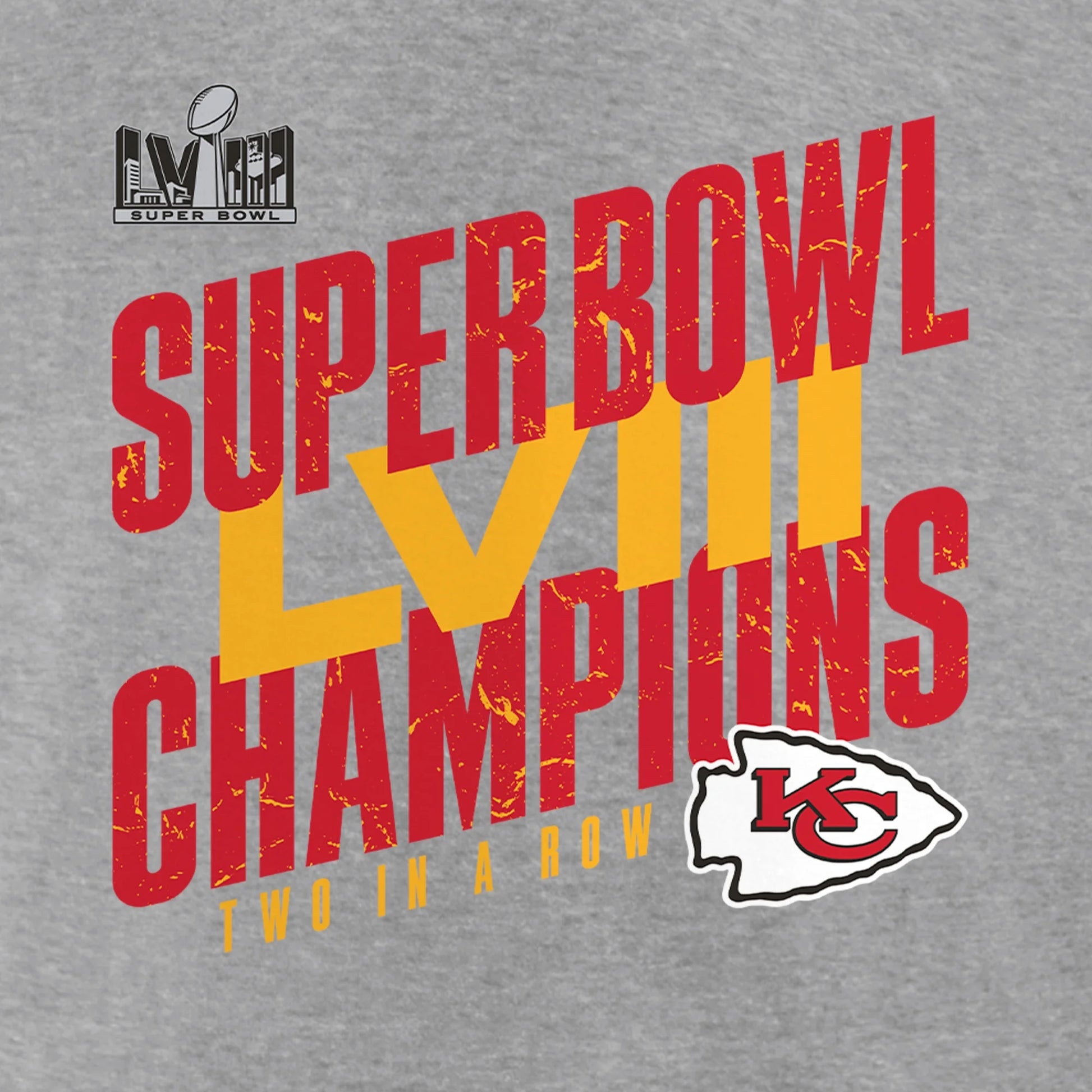 Men'S  Heather Gray Kansas City Chiefs Super Bowl LVIII Champions Iconic Victory Crewneck Pullover