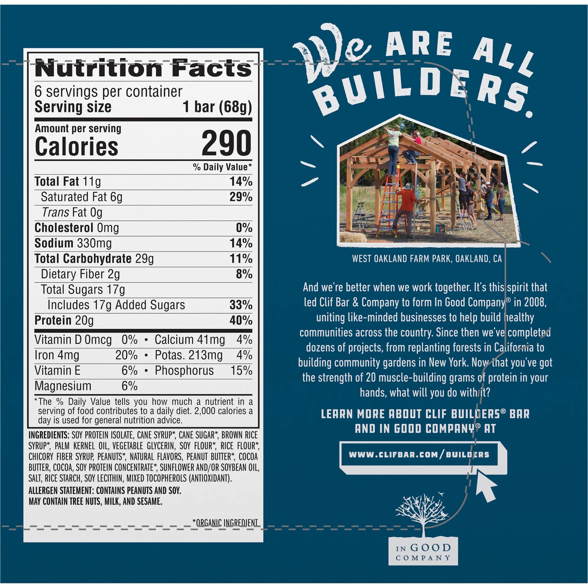 CLIF  Protein Bars Chocolate Peanut Butter Flavor, Plant Protein, Gluten Free Bars, 6Ct