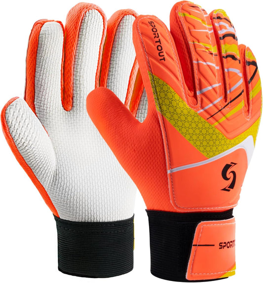 Kids Goalkeeper Gloves, Soccer Gloves with Double Wrist Protection and Non-Slip Wear Resistant Latex Material to Give Protection to Prevent Injuries