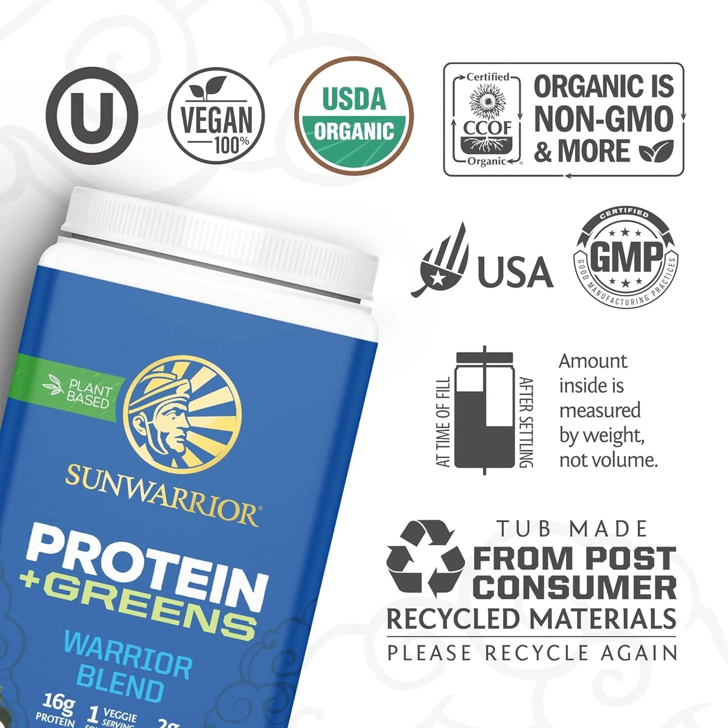 Warrior Blend Greens Vegan Protein Powder, Chocolate Flavor, 1.65 Lbs (30 Servings)