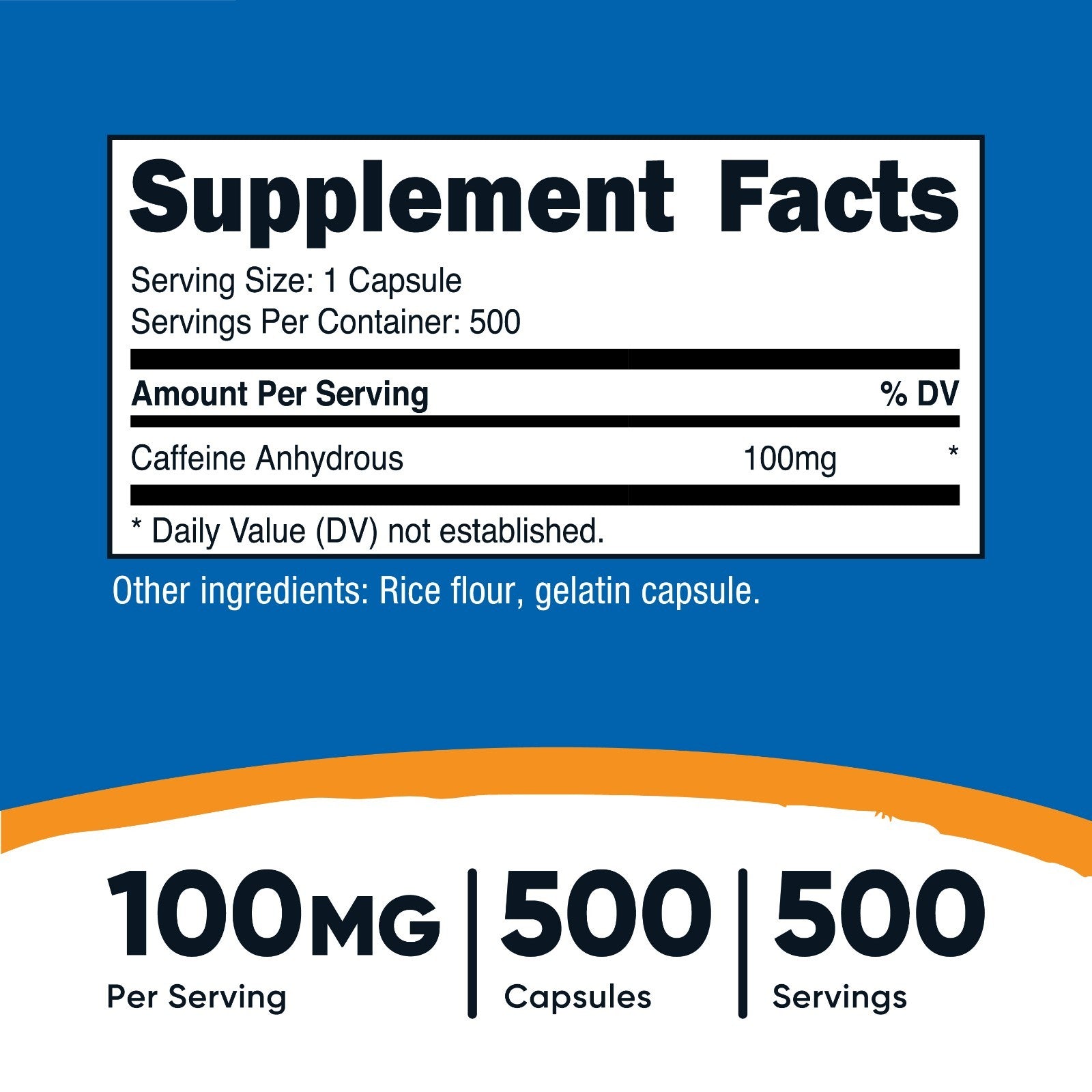 Nutricost Caffeine Pills 100Mg, 500 Capsules
