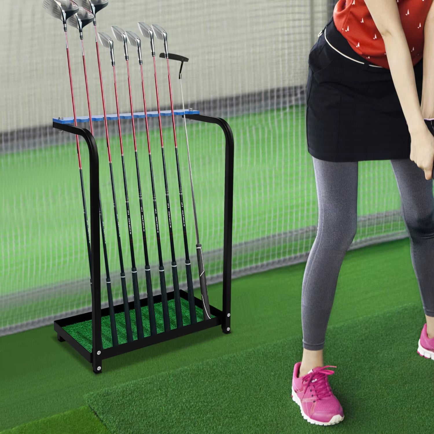Golf Club Display Rack, Metal Golf Putter Storage Organizer Floor Stand Storage Box Landing Rack Equipment