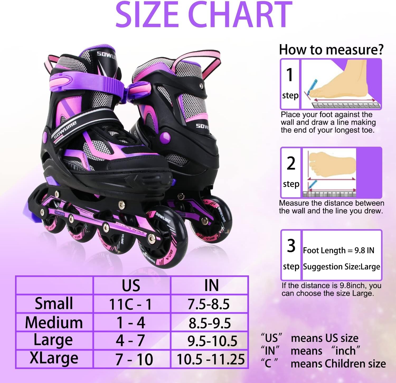 Adjustable Inline Skates for Girls and Boys, Roller Skates with All Light up Wheels, Patines Para Mujer for Kids and Adults, Men, Women