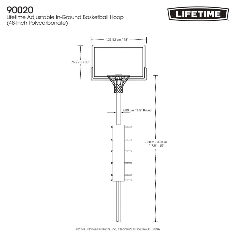 Height Adjustable In-Ground Basketball Hoop (48" Polycarbonate Backboard)
