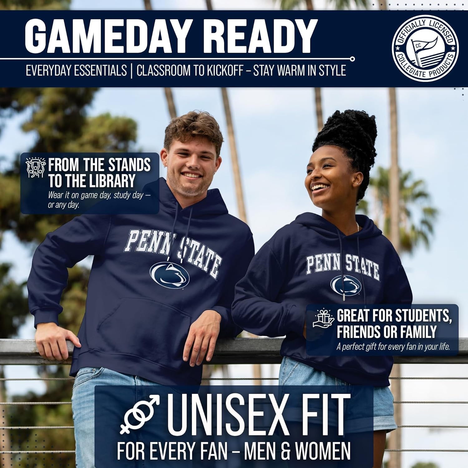 Long Sleeves NCAA Adult Arch & Logo Gameday Unisex Hooded Sweatshirt